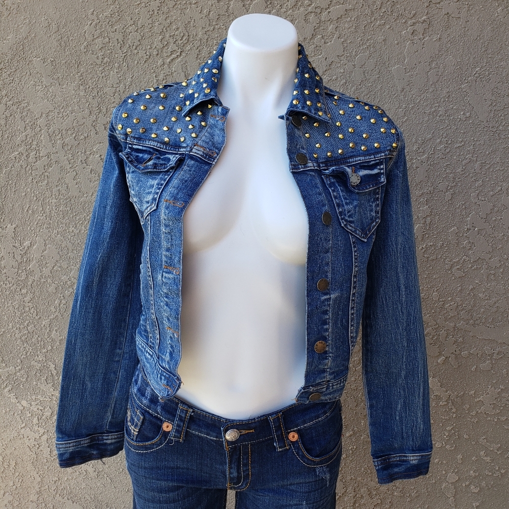 Cheekie Boutique Jean Jacket with Studs